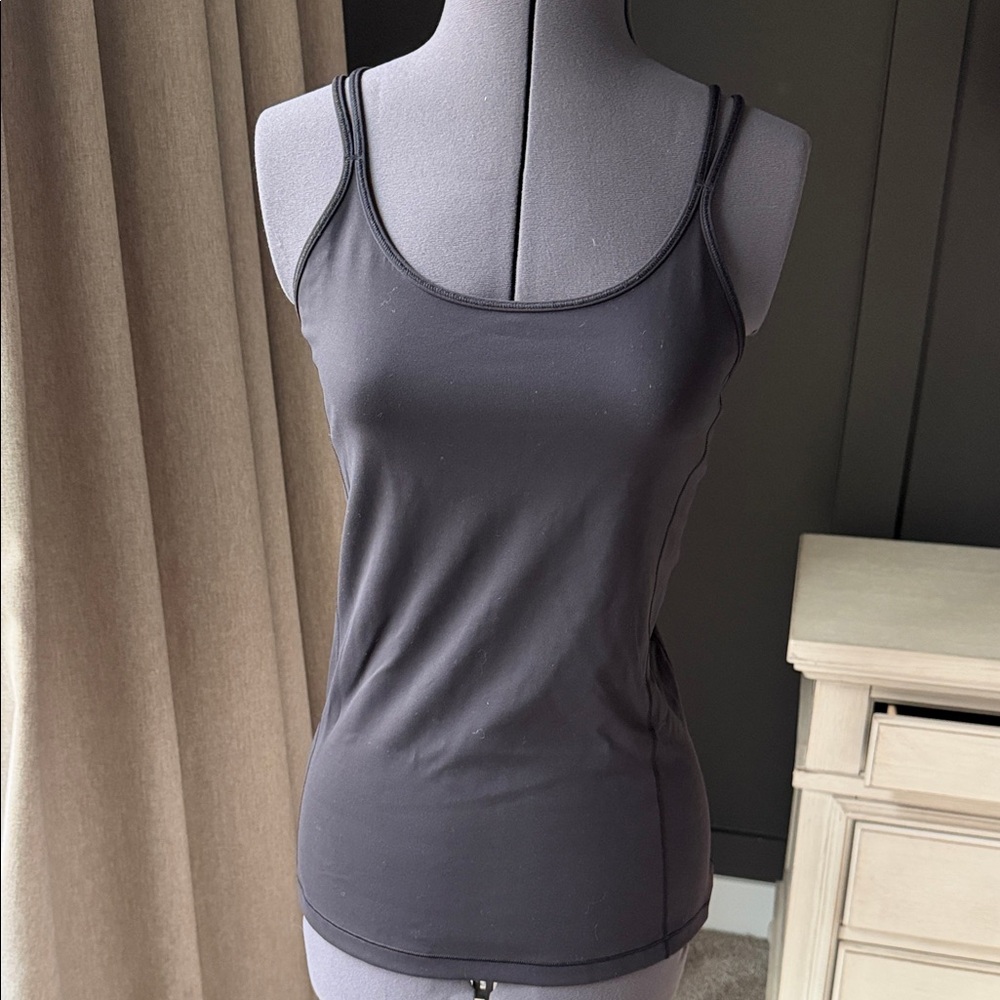 Lululemon Athletica Black Tank Top Size S Crossover straps Activewear Shelf bra